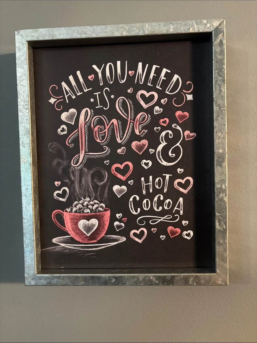All You Need is Love & Hot Cocoa Metal Framed Wall Art